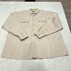 GEORGE STRAIT men’s WRANGLER Cowboy Cut KHAKI Buttoned Long Sleeve Shirt XXL